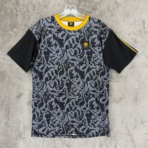 Cirque Du Soleil Mens Large Grey Black Abstract Performance T-Shirt Yellow Trim